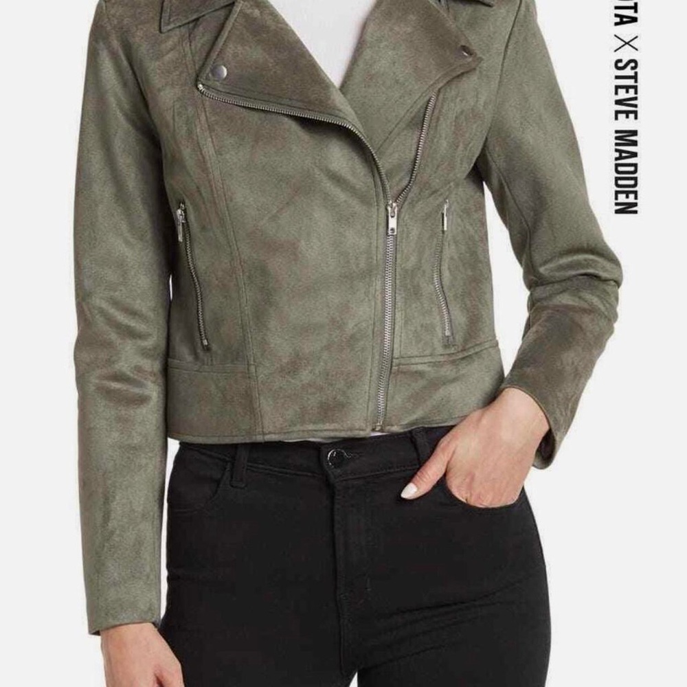 BB Dakota Women's Olive Leather Jacket